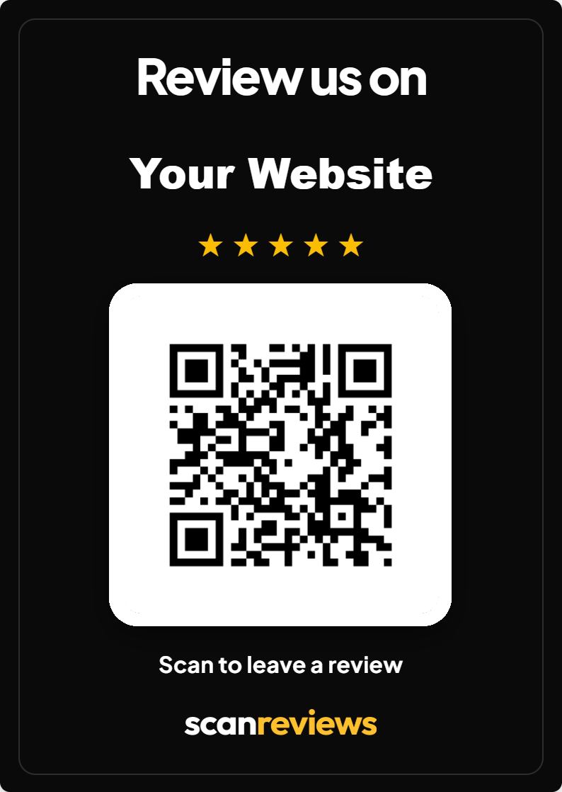 Custom QR card, matte black with printed QR code
