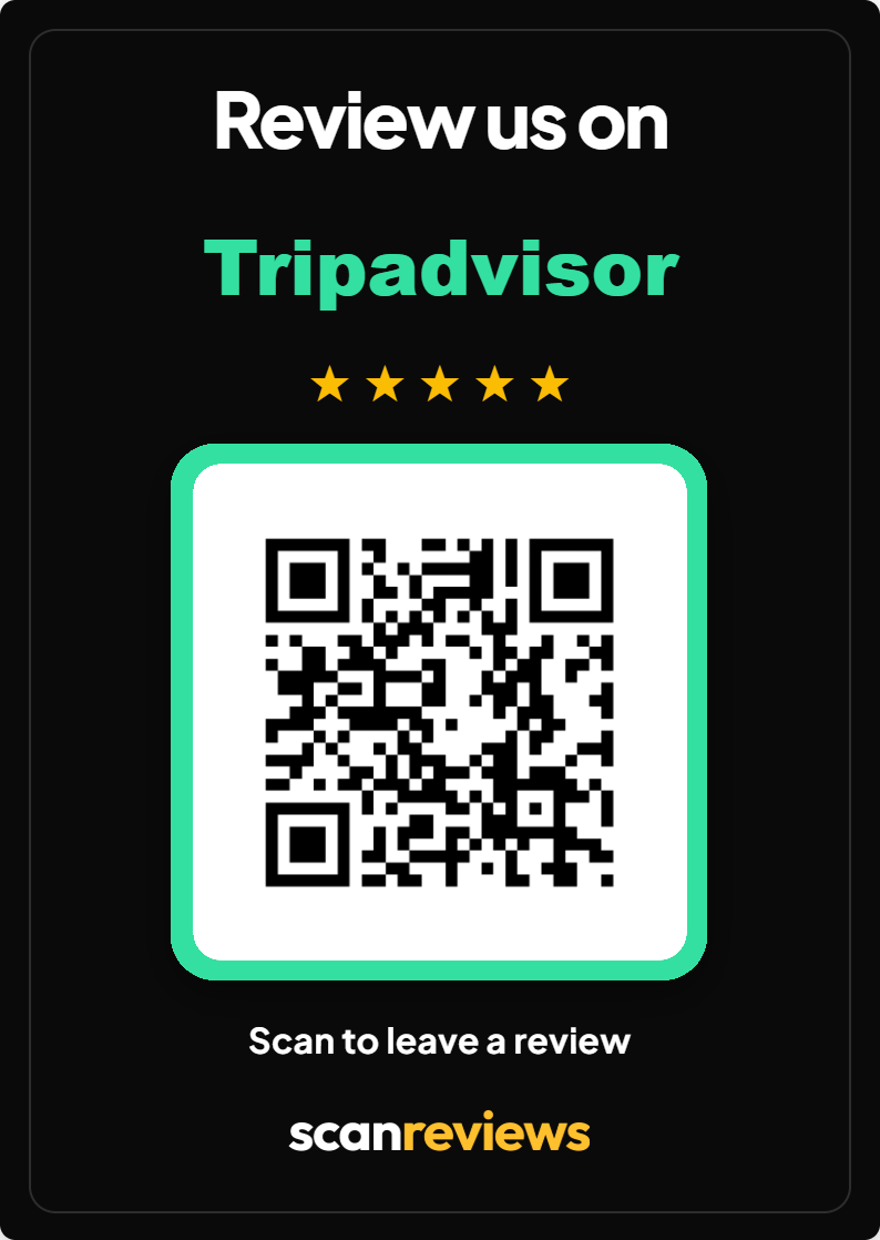 TripAdvisor card, matte black with printed QR code