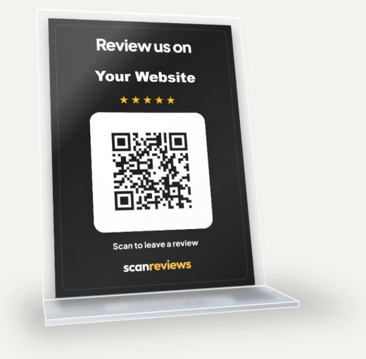 Custom QR Card in its acrylic desk stand